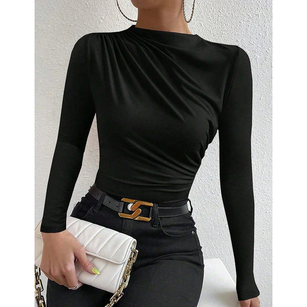 Blusa Assimétrica de Manga Longa Noire