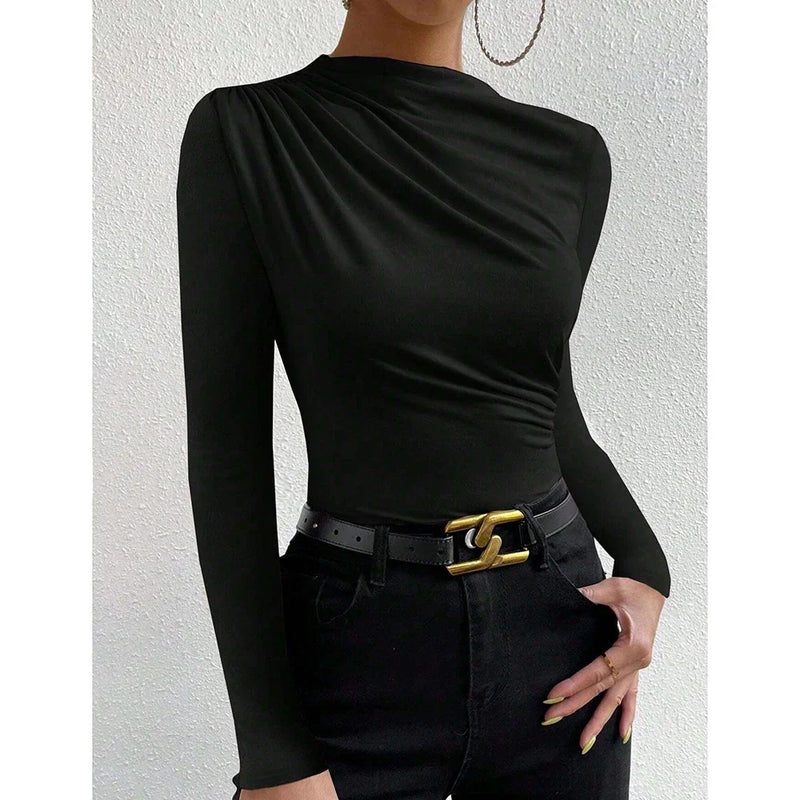 Blusa Assimétrica de Manga Longa Noire