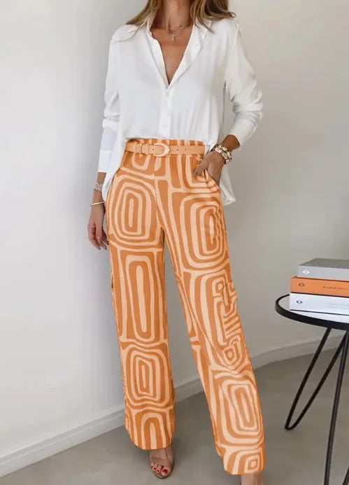 Calça Wide Leg Estampada Isaline